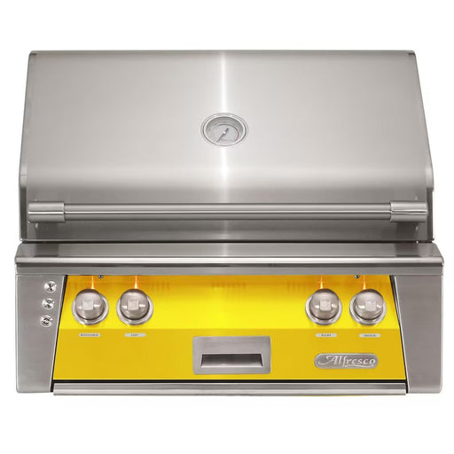 Alfresco 30-Inch Built-in Stainless Steel Gas Grill w/ Rotisserie in Traffic Yellow | GW STORE