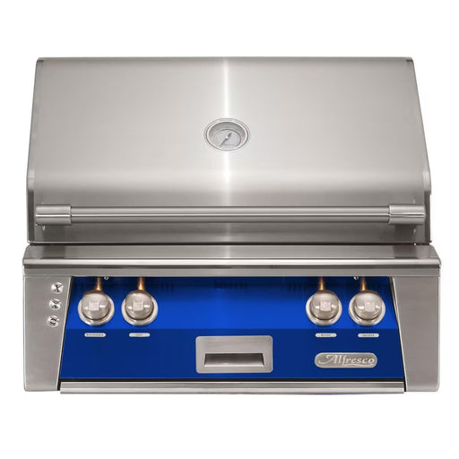 Alfresco 30-Inch Built-in Stainless Steel Gas Grill w/ Rotisserie in Ultramarine Blue | GW STORE