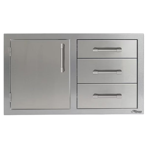 Alfresco 32-Inch Stainless Steel Left-Hinged Soft-Close Door & Triple Drawer Combo | GW STORE