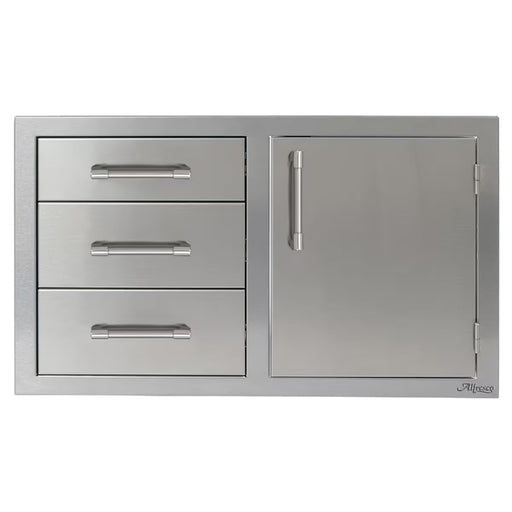 Alfresco 32-Inch Stainless Steel Right-Hinged Soft-Close Door & Triple Drawer Combo | GW STORE
