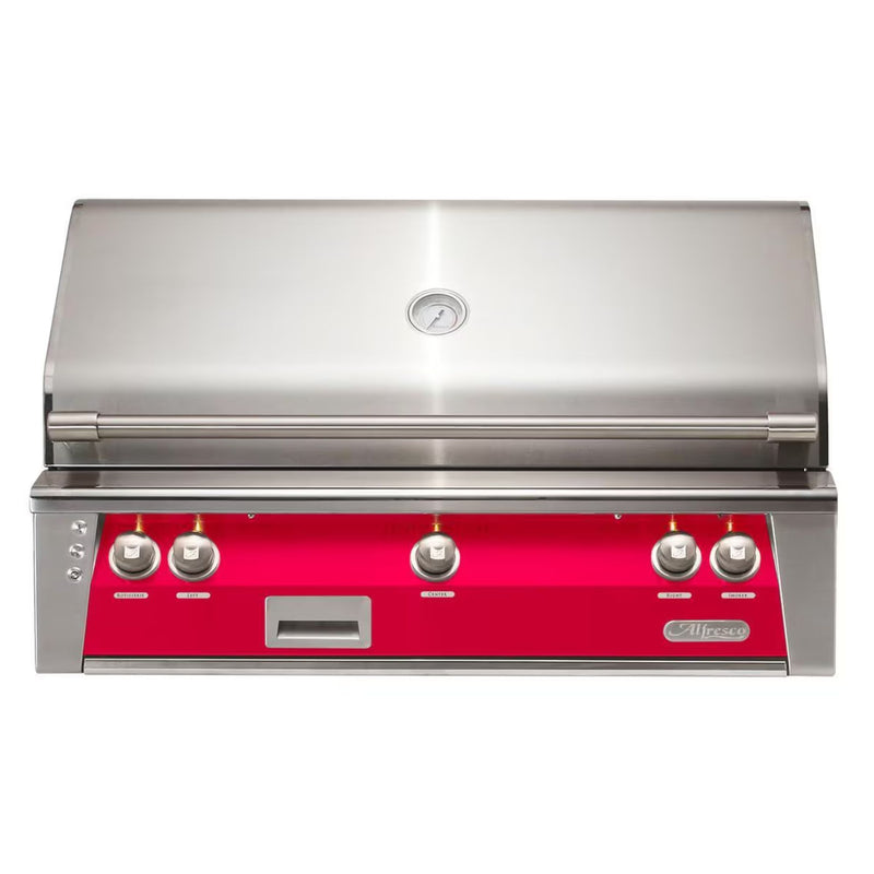 Alfresco 42-Inch Built-in Stainless Steel Gas Grill w/ Rotisserie & Sear Zone in Raspberry Red | GW STORE