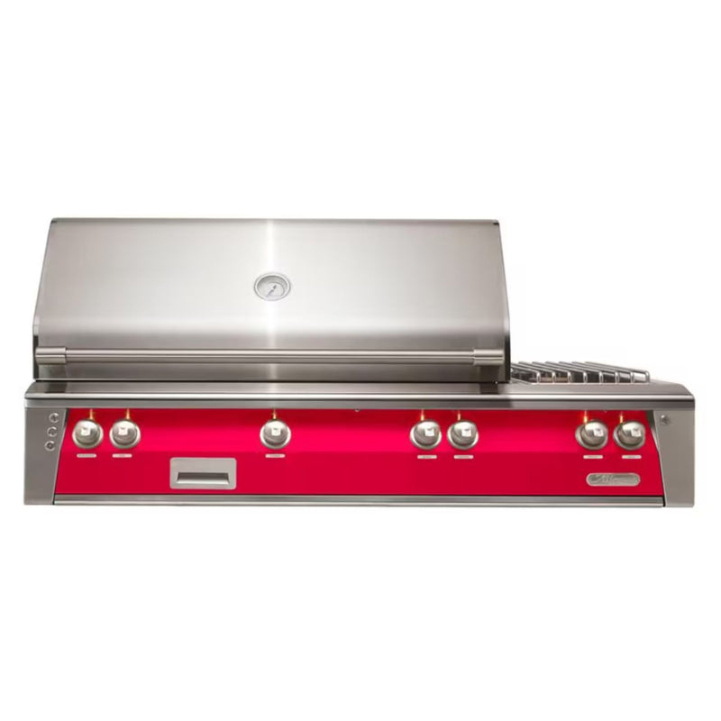 Alfresco 56-Inch Deluxe Built-in Stainless Steel Gas Grill w/ Rotisserie, Sear Zone & Side Burner in Raspberry Red | GW STORE