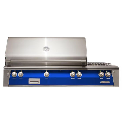 Alfresco 56-Inch Deluxe Built-in Stainless Steel Gas Grill w/ Rotisserie, Sear Zone & Side Burner in Ultramarine Blue | GW STORE