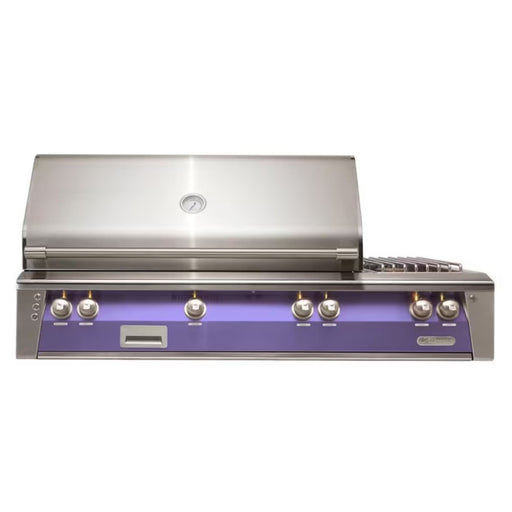 Alfresco 56-Inch Deluxe Built-in Stainless Steel Gas Grill w/ Rotisserie & Side Burner in Blue Lilac | GW STORE