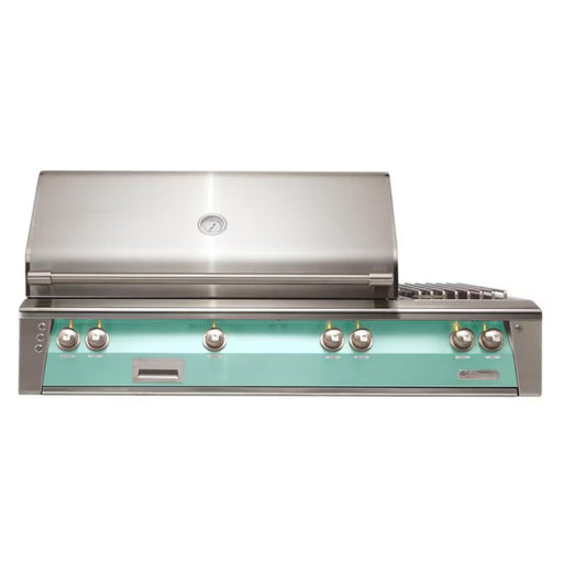 Alfresco 56-Inch Deluxe Built-in Stainless Steel Gas Grill w/ Rotisserie & Side Burner in Light Green | GW STORE