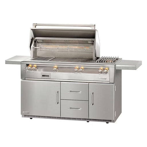 Alfresco 56-Inch Stainless Steel Freestanding Gas Grill w/ Refrigerated Cart, Rotisserie & Side Burner | GW STORE