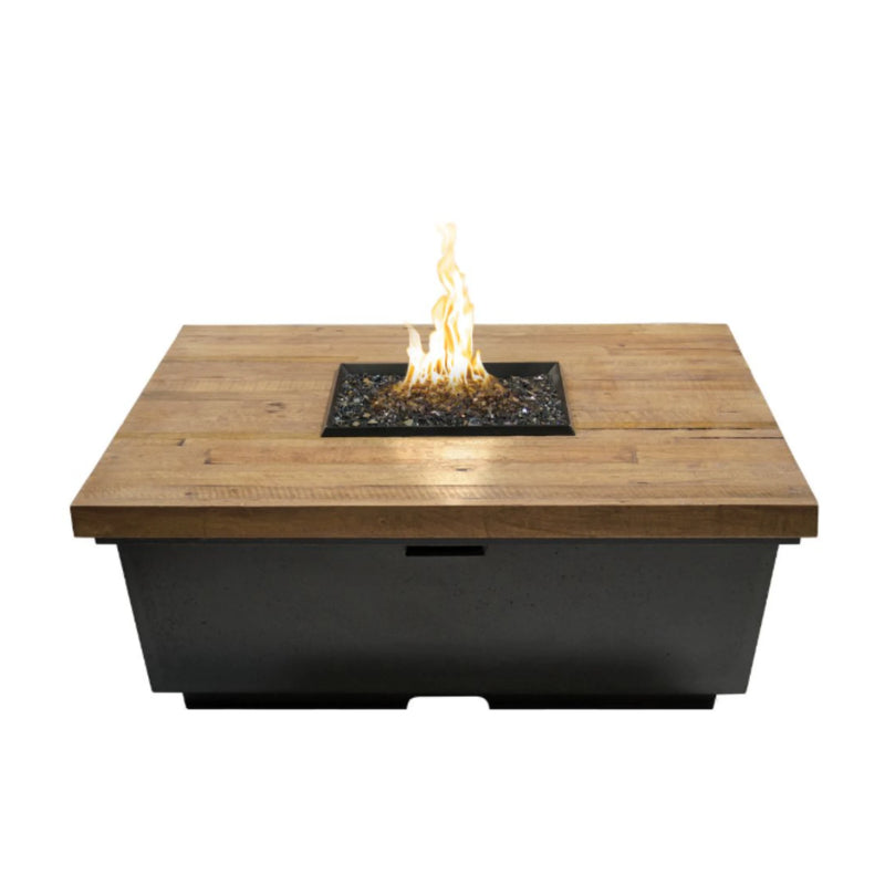 American Fyre Designs Contempo Square Reclaimed Wood Selection  Fire Table | GW STORE