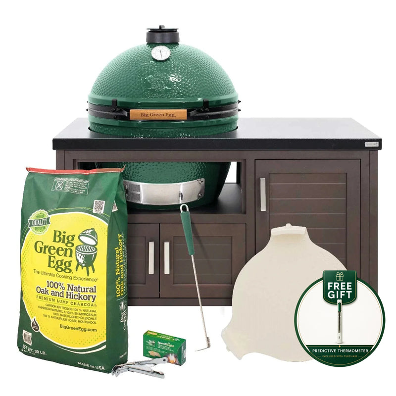 Big Green Egg Charcoal XLarge Grill in 50.4-inch Modern Farmhouse Table Package