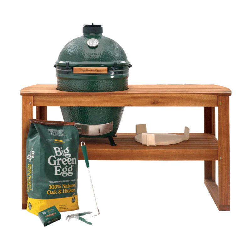 Big Green Egg Large Charcoal Grill in Acacia Table Package | GW STORE