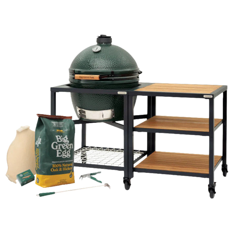 Big Green Egg XLarge Charcoal Grill in Modular Nest with Expansion & 3 Acacia Inserts Package | GW STORE