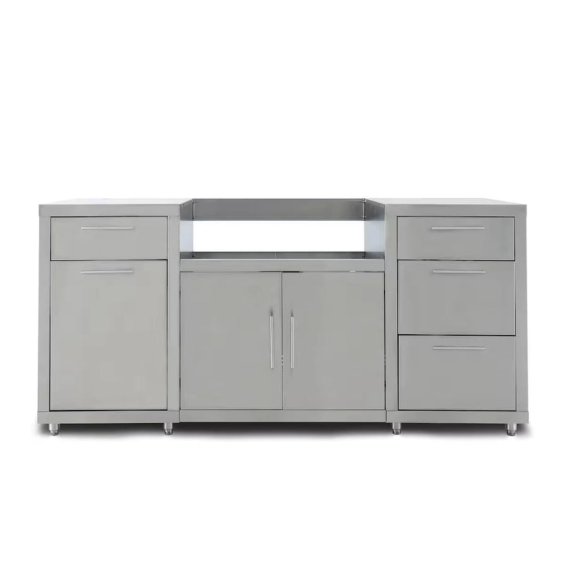 Blaze Stainless Steel Outdoor Kitchen Island with 4 Illuminated Drawers, Double Doors, and Rust Resistant | GW STORE