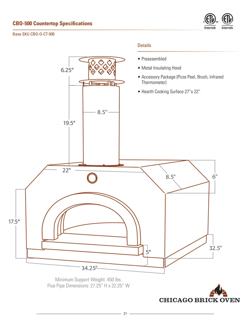 Chicago Brick Oven CBO-500 Countertop Wood Fired Pizza Oven