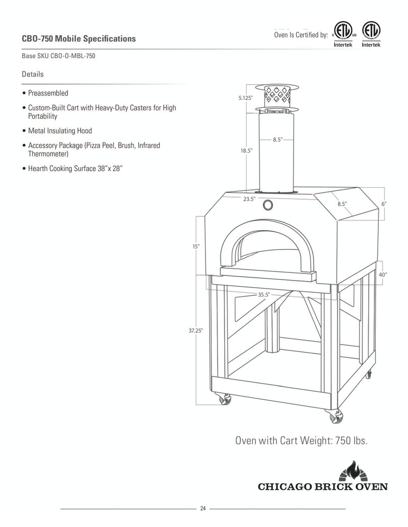 Chicago Brick Oven CBO-750 Freestanding Wood Fired Pizza Oven