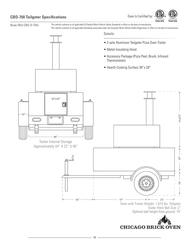 Chicago Brick Oven CBO-750 Tailgater Wood Fired Pizza Oven