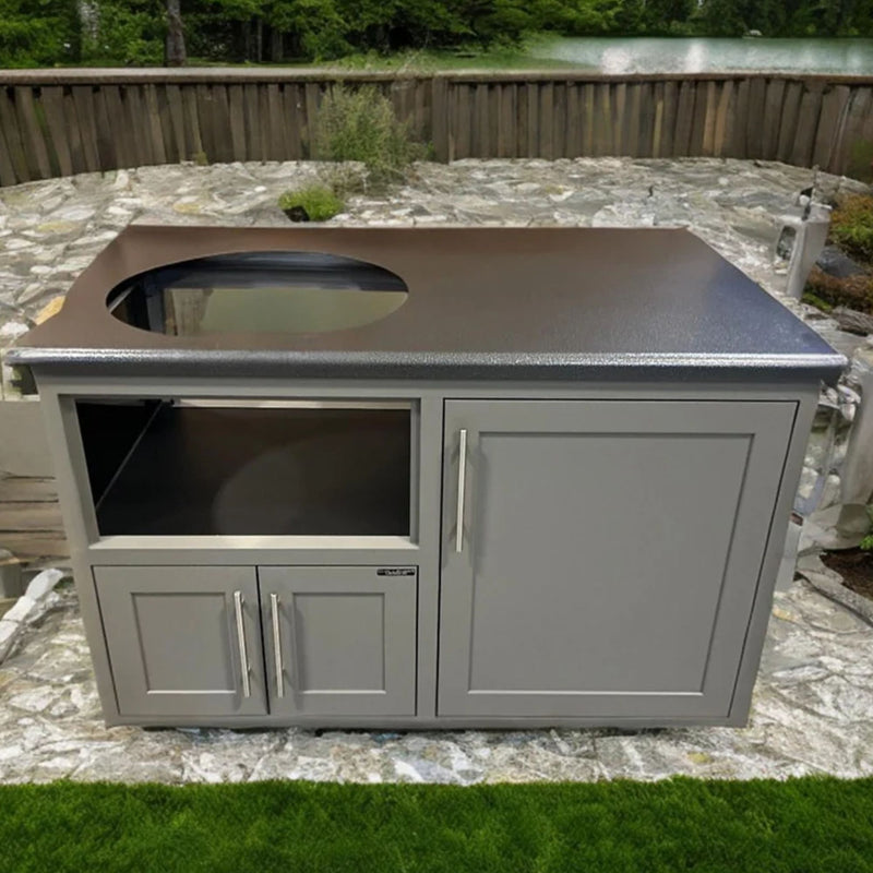 Challenger Designs Torch 54-Inch Cart for XLarge EGG w/ Silver Vein Countetop & Grey Glimmer Shaker Cabinet | GW STORE