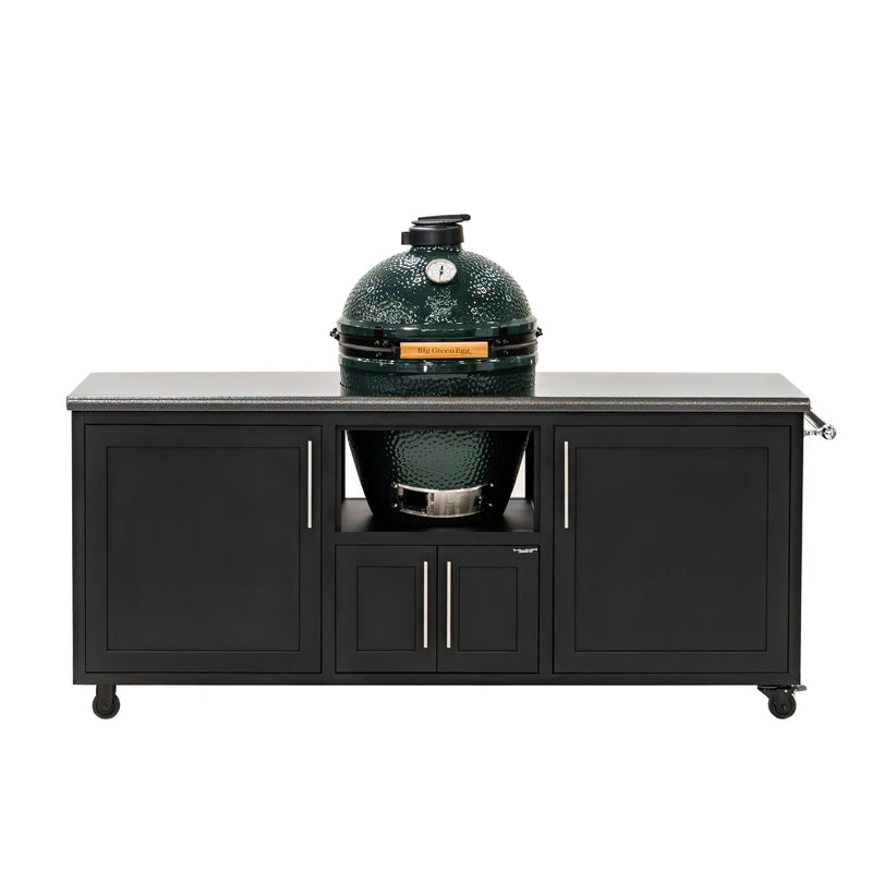 Challenger Designs Torch 76-Inch Cart for Large EGG w/ Silver Vein Countertop & Textured Black Shaker Cabinet | GW STORE
