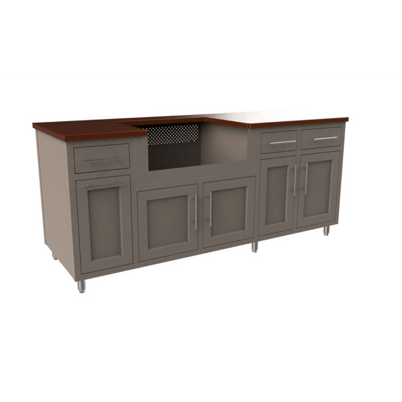 Challenger Designs Coastal 80.875 WGDDDD Powder Coated Aluminium Kitchen Island for 32 Inch Gas Grill with Double Shelf