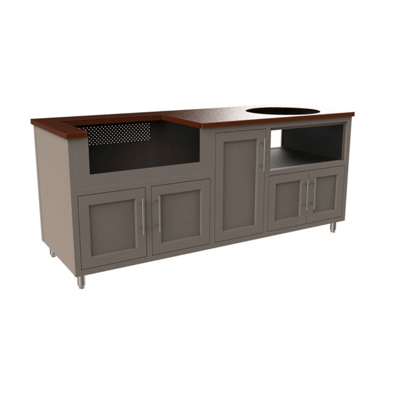 Challenger Designs Coastal 83-GDK Powder Coated Aluminum Kitchen Island for 32 Inch Grill & 21 Inch Ceramic Grill