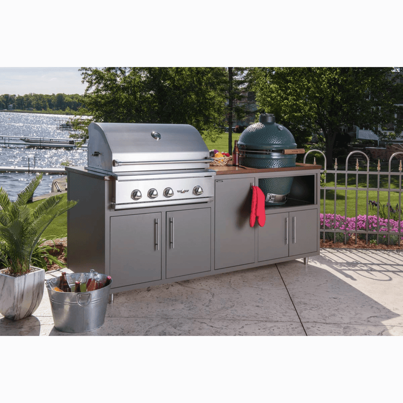 Challenger Designs Coastal 83-GDK Powder Coated Aluminum Kitchen Island for 32 Inch Grill & 26.5 Inch Ceramic Grill