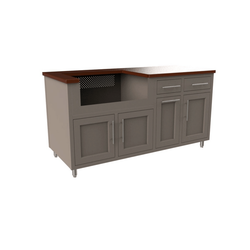 Challenger Designs Coastal 67.25 GWDD Powder Coated Aluminum Kitchen Island for 32 Inch Gas Grill