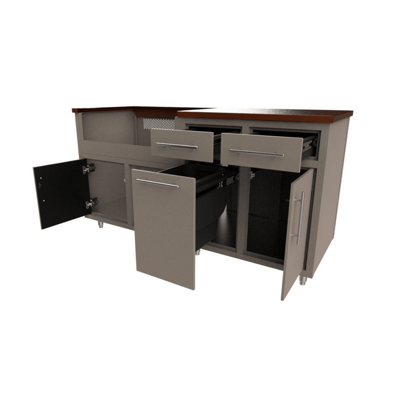 Challenger Designs Coastal 67.25 GWDD Powder Coated Aluminum Kitchen Island for 32 Inch Gas Grill