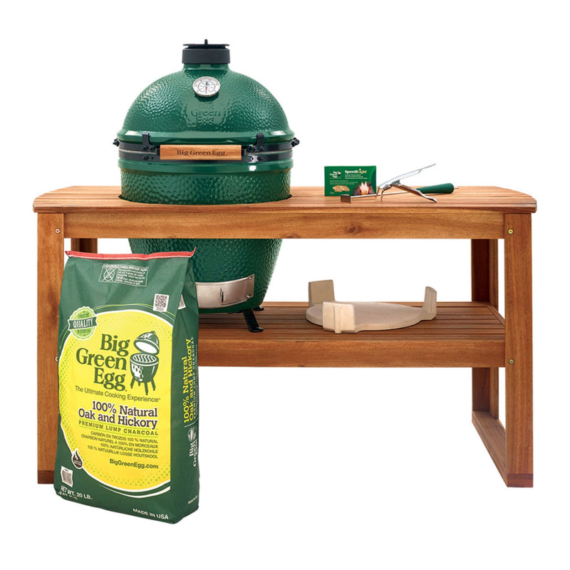 Big Green Egg Large Charcoal Grill in Acacia Table Package