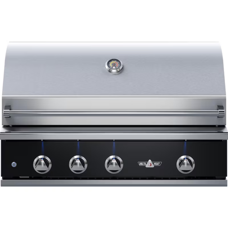 Delta Heat 38-Inch 3-Burner Built-In Gas Grill With Infrared Rotisserie & Black Control Panel