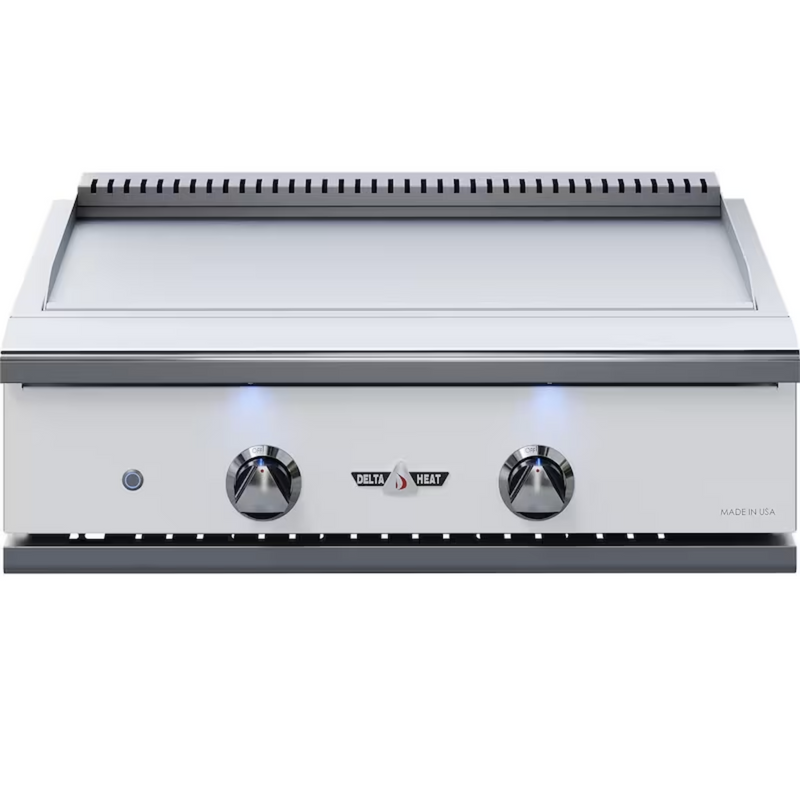 Delta Heat 32" Built-In Flat Top Griddle Teppanyaki Grill With White Control Panel
