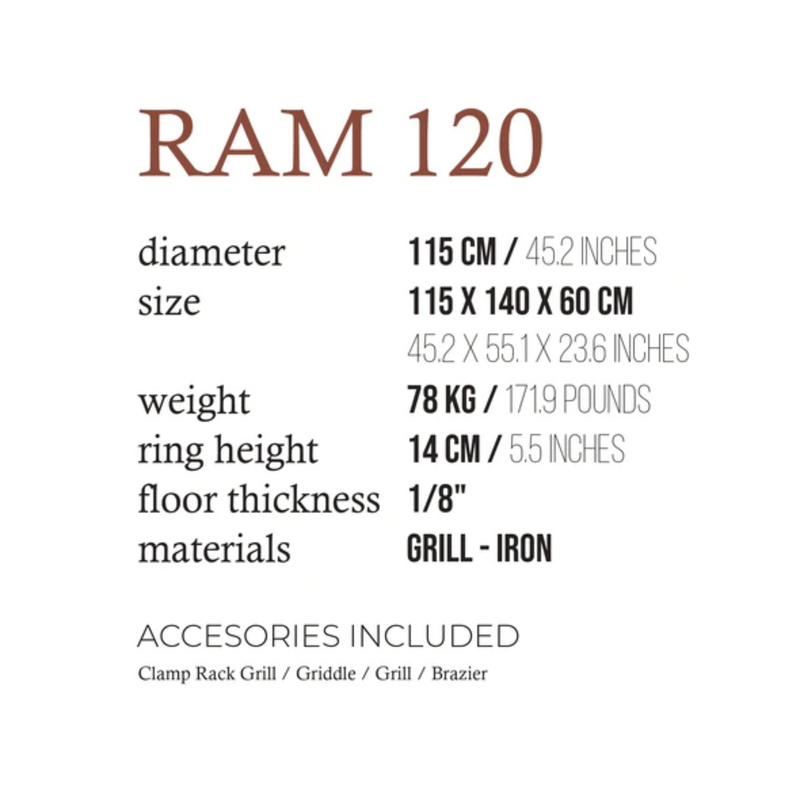 Fogues TX Ram 120 Open Fire Argentine Charcoal Grill