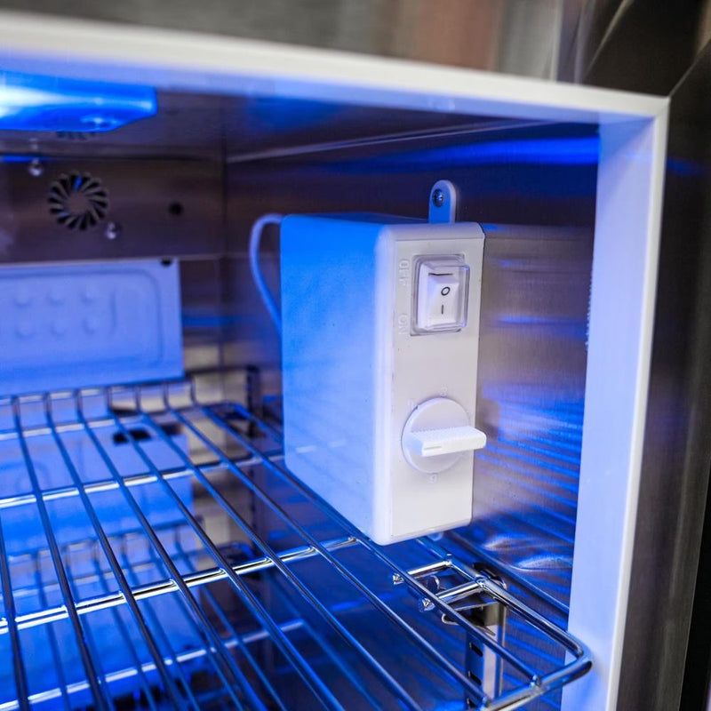 Mont Alpi Stainless Steel 4-Burner Artwood Propane Island with Refrigerator