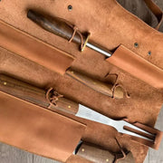 Filos y Más Chaman Grill Set 4-Piece Wood Handle with Leather Sheath | GW STORE