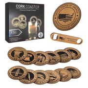 Grillnovations Cork Coasters 14 Piece Set with Ice Bucket and Bottle Opener | GW STORE