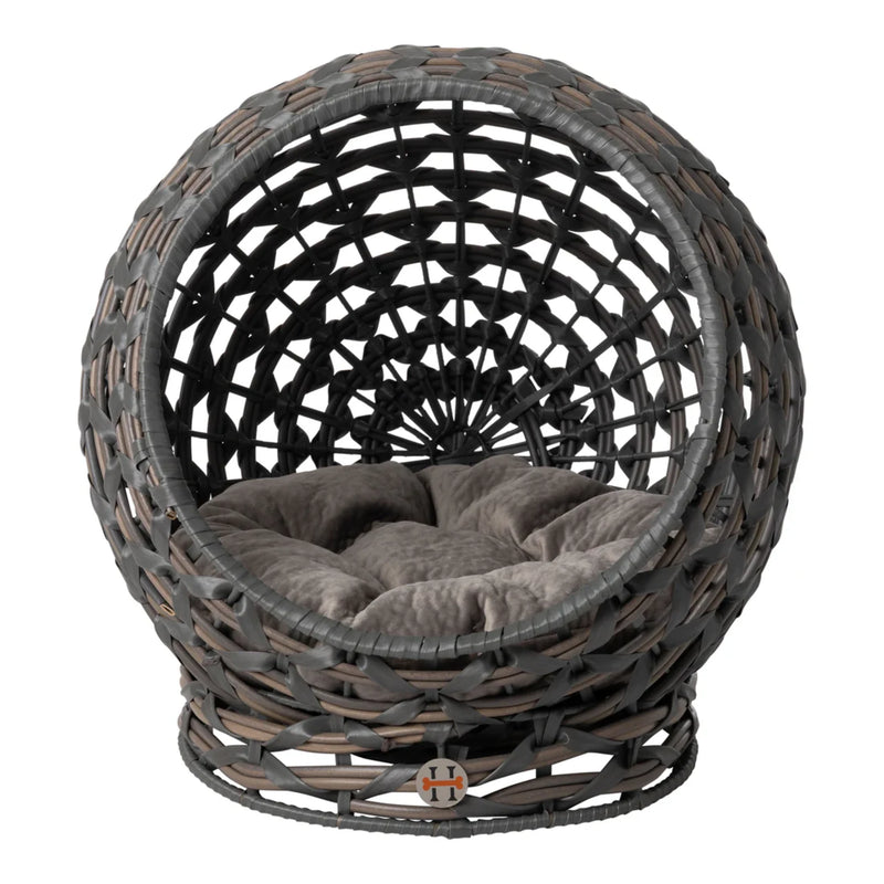 Huntley Pet Hemisphere Rattan Pet Bed, Grey | GW STORE