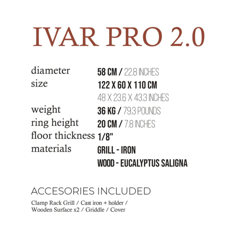 Fogues TX Ivar PRO 2.0 Portable Open Fire Argentine Grill