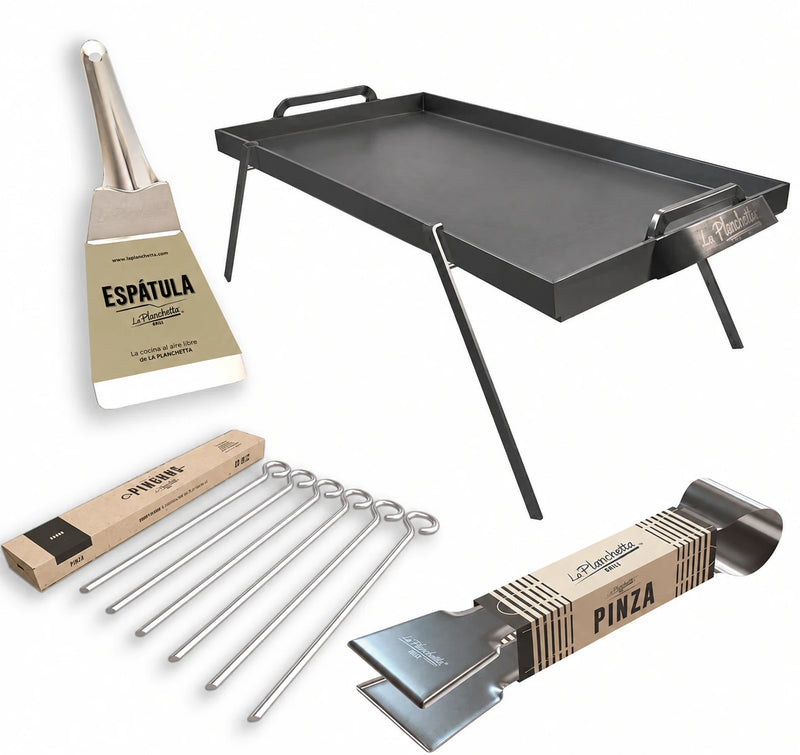 La Planchetta Outdoor Griddle Kit with Legs, Skewers, Spatula & Tongs | GW STORE