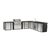 Mont Alpi MA400-E90ABCDG Artwood Elite Series 4-Burner L-Shaped Outdoor Kitchen with Fridge, Sink, Storage, Drawers and Trash | GW STORE