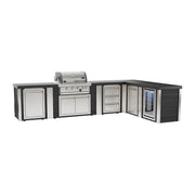 Mont Alpi MA400-E90ABCD Artwood Elite Series 4-Burner L-Shaped Outdoor Kitchen with Fridge, Storage, Drawers and Trash | GW STORE