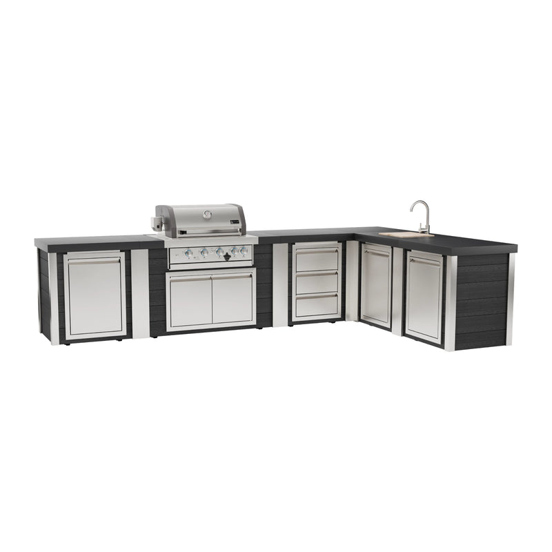 Mont Alpi MA400-E90ABCG Artwood Elite Series 4-Burner L-Shaped Outdoor Kitchen with Sink, Storage, Drawers and Trash | GW STORE