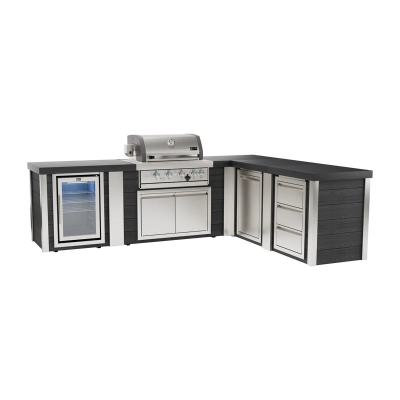 Mont Alpi MA400-E90ABD Artwood Elite Series 4-Burner L-Shaped Outdoor Kitchen with Fridge, Storage and Drawers | GW STORE