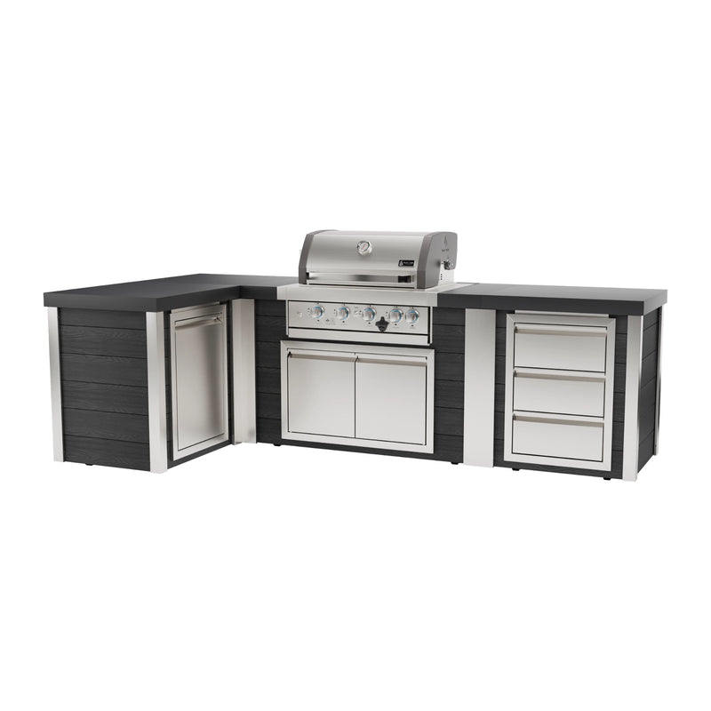 Mont Alpi MA400-E90AB Artwood Elite Series 4-Burner L-Shaped Outdoor Kitchen with Storage and Drawers | GW STORE