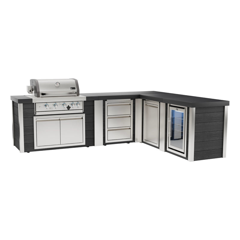 Mont Alpi MA400-E90BCD Artwood Elite Series 4-Burner L-Shaped Outdoor Kitchen with Fridge, Drawers and Trash | GW STORE