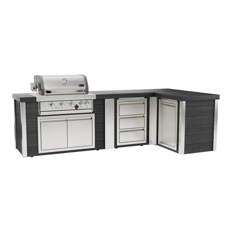 Mont Alpi MA400-E90BC Artwood Elite Series 4-Burner L-Shaped Outdoor Kitchen with Drawers and Trash | GW STORE