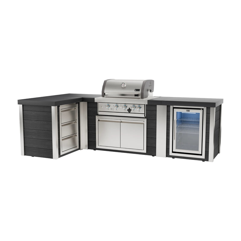 Mont Alpi MA400-E90BD Artwood Elite Series 4-Burner L-Shaped Outdoor Kitchen with Fridge and Drawers | GW STORE