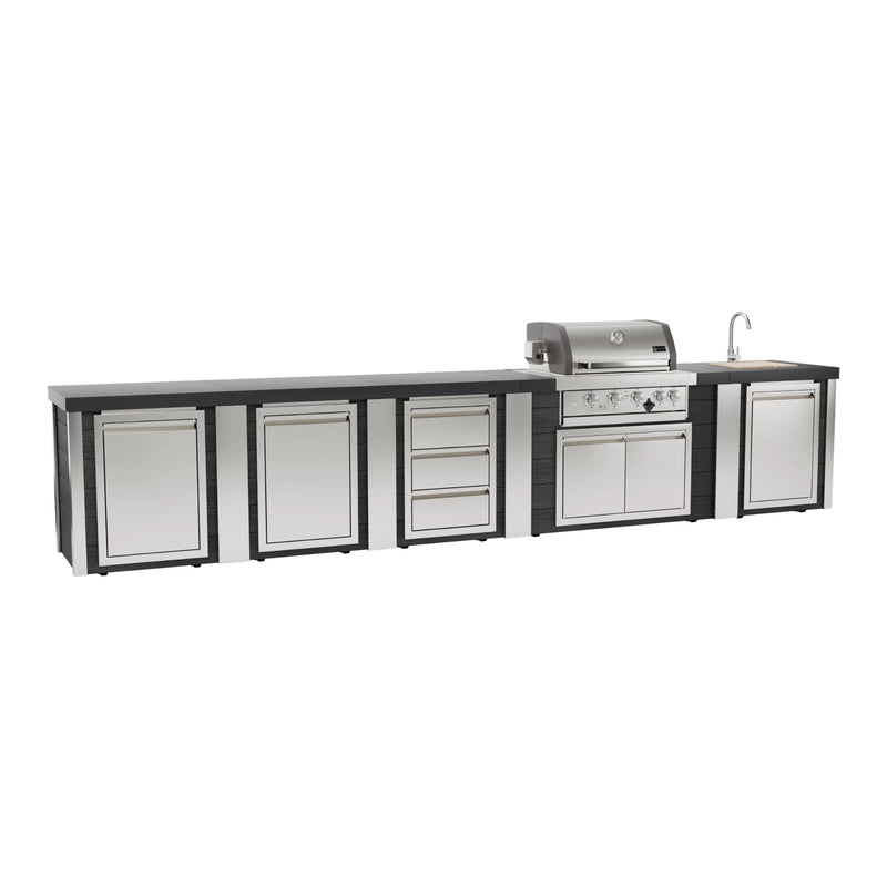 Mont Alpi MA400-EABCG Artwood Elite Series 4-Burner Outdoor Kitchen with Sink, Storage, Drawers and Trash | GW STORE