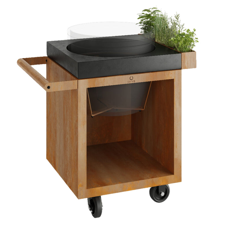 OFYR Kamado Table Corten Steel 65 PRO for BGE w/ Concrete Worktop | Buy at GW STORE