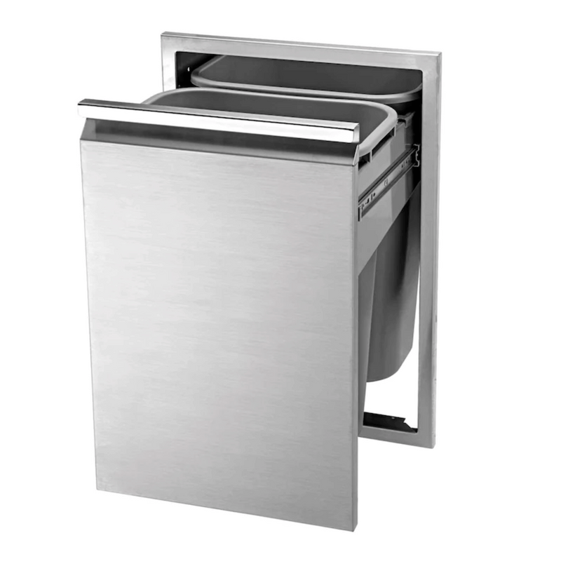 Twin Eagles 18-Inch Roll-Out Stainless Steel Double Trash Drawer / Recycling Bin | GW STORE