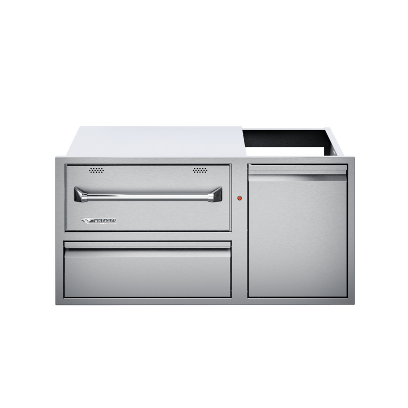 Twin Eagles 42-Inch Built-In 120V Electric Outdoor Warming Drawer with Utility Drawer & Roll-Out Trash/Propane Tank Bin | GW STORE