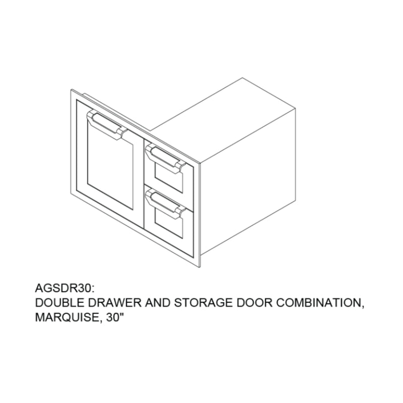 Hestan 30" Double Drawer & Storage Door Combo Recessed Marquise