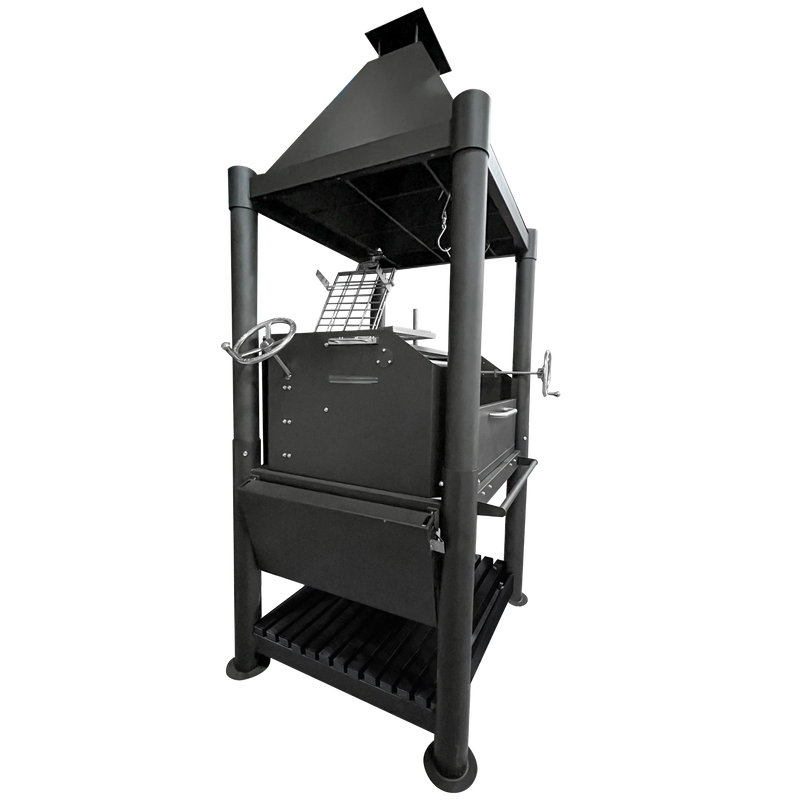 Tagwood BBQ02SIB Premium Freestanding Black Santa Maria Argentine Grill - "The Beast" | GW STORE