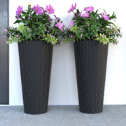 Well Traveled Living Noah Round Wicker Planter 2-piece Set in Black | GW STORE